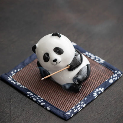 Ceramic  Samurai Figurine Incense Burners Stick Holder Home Tea House Yoga Studio Cute Cat Panda Statue Censer Decoration