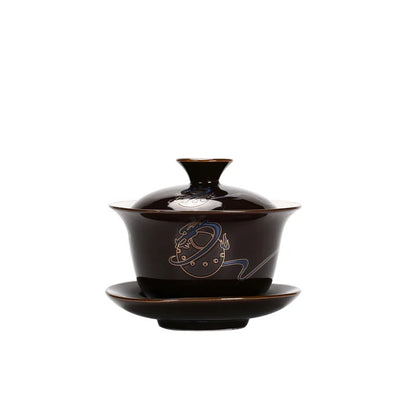 Ceramic Sancai Gaiwan Chinese Tea Tureen on-glazed Teaware Teacups Porcelain Handmade Kung Fu Flower Tea Bowl Cups