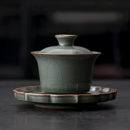 Ceramic Sancai Gaiwan Handmade Crackle Glaze Tea Cups Chinese Tea Bowl Teaware Set Cup Home Decor Gongfu Tea Tureen