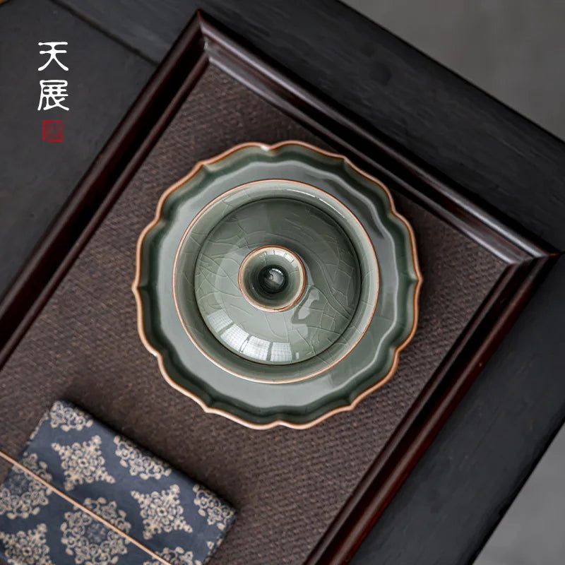 Ceramic Sancai Gaiwan Handmade Crackle Glaze Tea Cups Chinese Tea Bowl Teaware Set Cup Home Decor Gongfu Tea Tureen