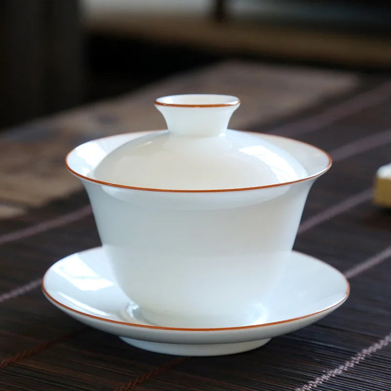 Ceramic Sancai Gaiwan Tea Bowl Chinese Handmade on-glazed Porcelana Kung Fu Tea Tureen Teaware Set Home Decor Tea Cups