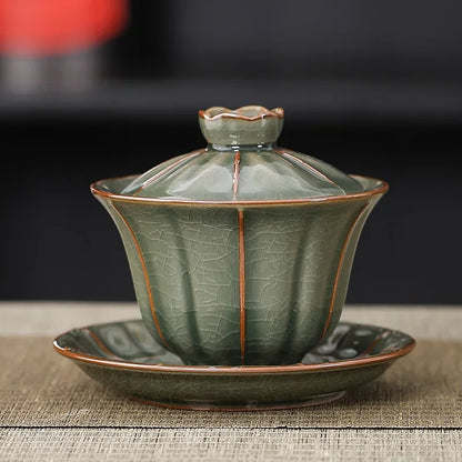 Ceramic Sancai Gaiwan Tea Set Chinese Kung Fu Tea Cups Crackle Glaze Tea Tureen Porcelanas Teaware Tea Bowl Set