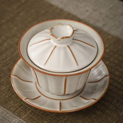 Ceramic Sancai Gaiwan Tea Set Chinese Kung Fu Tea Cups Crackle Glaze Tea Tureen Porcelanas Teaware Tea Bowl Set