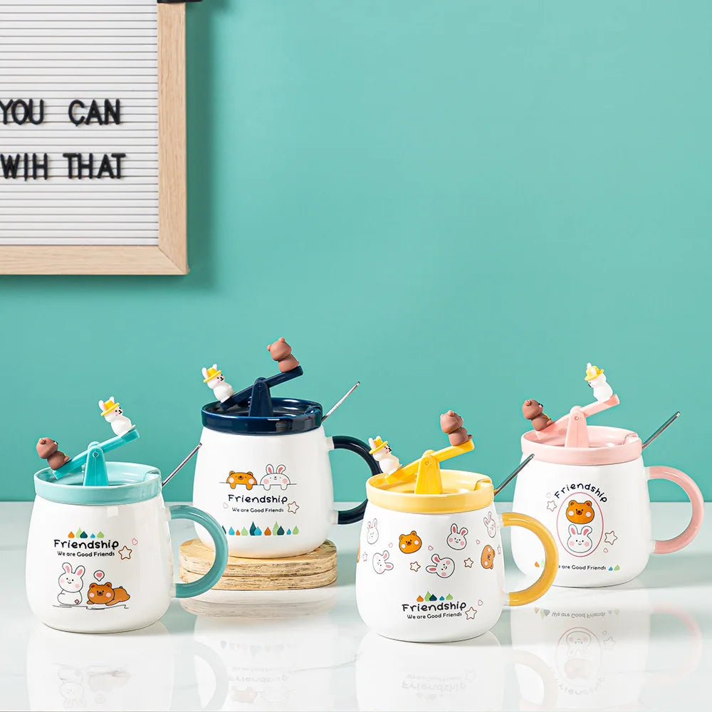 Ceramic Seesaw Cute Cartoon Mug Coffee Cups and Mugs Mug for Tea Cup Funny Drinkware Kitchen Dining Bar Home Garden