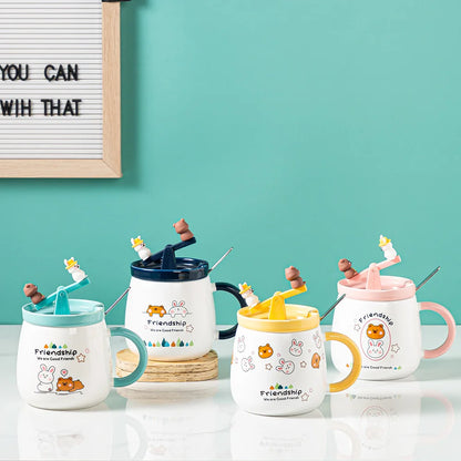 Ceramic Seesaw Cute Cartoon Mug Coffee Cups and Mugs Mug for Tea Cup Funny Drinkware Kitchen Dining Bar Home Garden