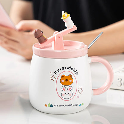 Ceramic Seesaw Cute Cartoon Mug Coffee Cups and Mugs Mug for Tea Cup Funny Drinkware Kitchen Dining Bar Home Garden