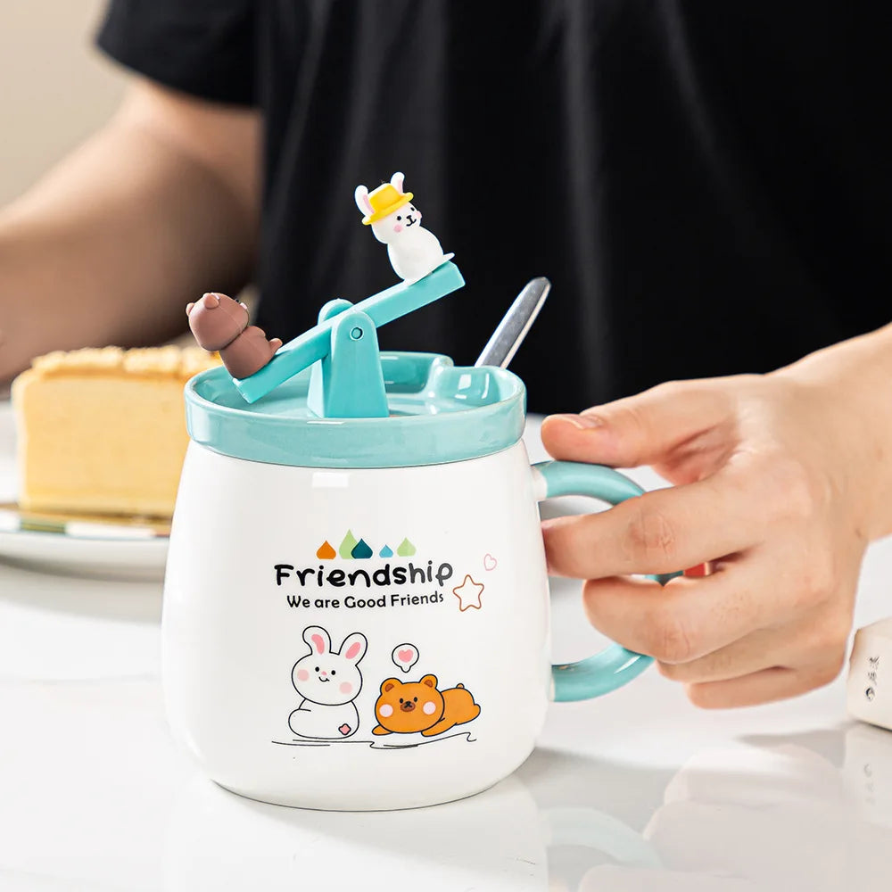 Ceramic Seesaw Cute Cartoon Mug Coffee Cups and Mugs Mug for Tea Cup Funny Drinkware Kitchen Dining Bar Home Garden