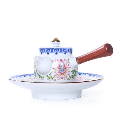 Ceramic Side Handle Teapot Small Single Pot Kung Fu Jin Jun Mei Green Tea Set Jingdezhen Flower Jade Porcelain Teaware