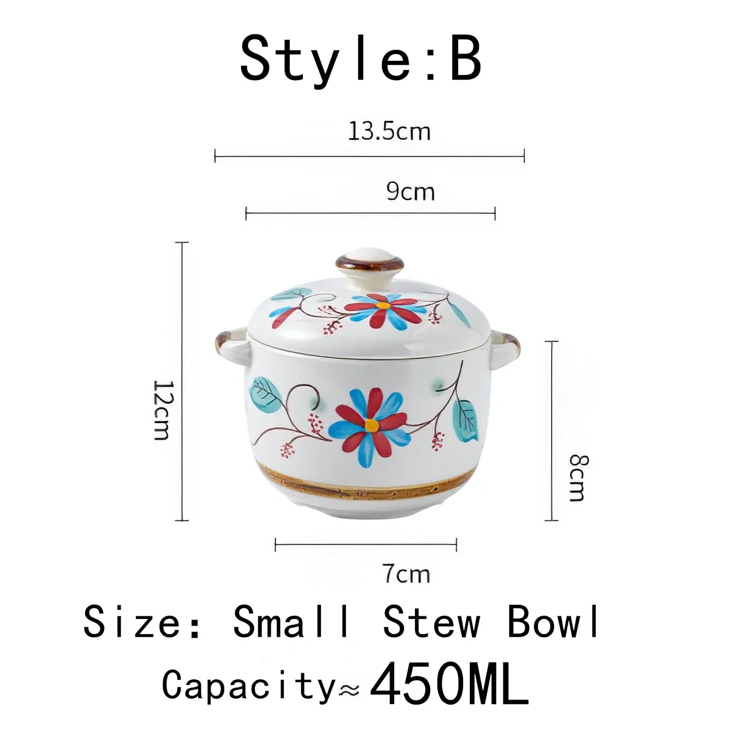 Ceramic Stew Pot Bowl With Lid Handle Large Soup Steam Cup Steaming Egg Slow Bone China Tableware Home Kitchen Cooking Supplies