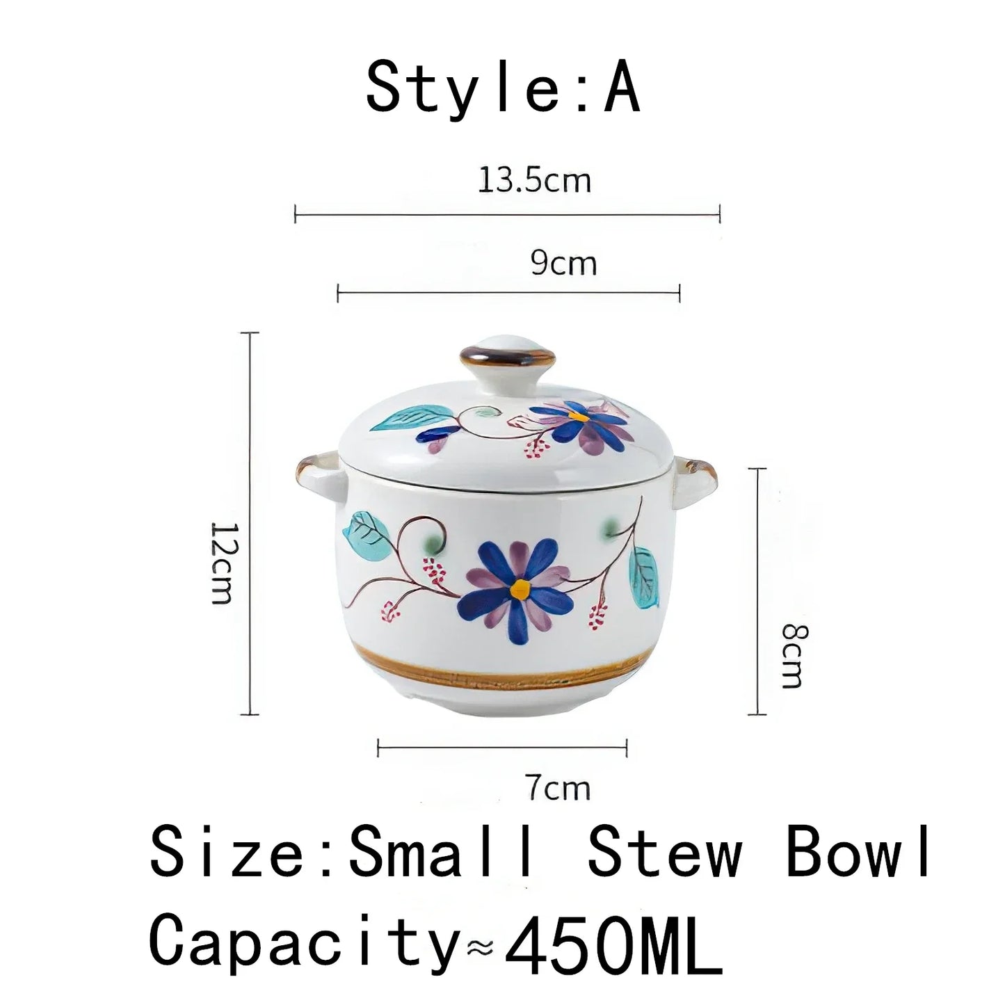Ceramic Stew Pot Bowl With Lid Handle Large Soup Steam Cup Steaming Egg Slow Bone China Tableware Home Kitchen Cooking Supplies