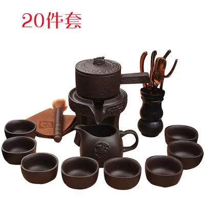 Ceramic Stoneware Tea Set Home Stone Mill Creative Teapot Kung Fu Teacup Semi-automatic Lazy Tea Maker High Quality Drinkware