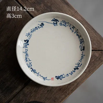 Ceramic Tea Bowl Hucheng Personal Kung Fu Tea Set Grass Ash Hand-painted Poetry Covered Bowl Infuser Teaware Kitchen Dining Bar