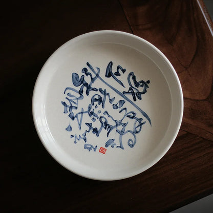 Ceramic Tea Bowl Hucheng Personal Kung Fu Tea Set Grass Ash Hand-painted Poetry Covered Bowl Infuser Teaware Kitchen Dining Bar