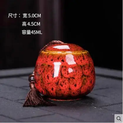 Ceramic Tea Caddy, Mini Portable Kiln Change, Sealed Jar, Household Tea Storage Canister, Fragrant Powder Medicine Can