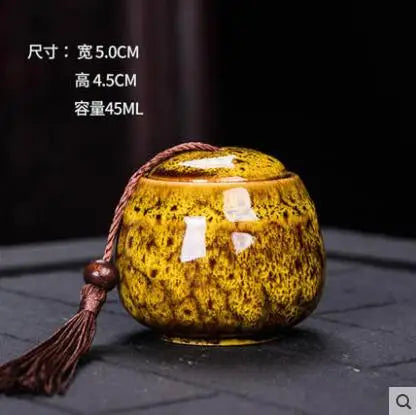 Ceramic Tea Caddy, Mini Portable Kiln Change, Sealed Jar, Household Tea Storage Canister, Fragrant Powder Medicine Can