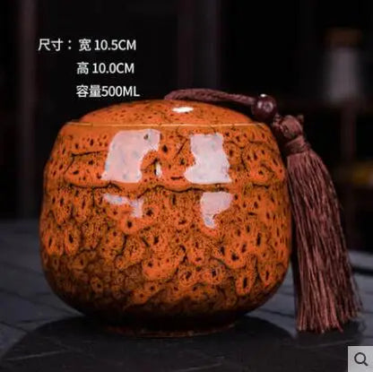 Ceramic Tea Caddy, Mini Portable Kiln Change, Sealed Jar, Household Tea Storage Canister, Fragrant Powder Medicine Can