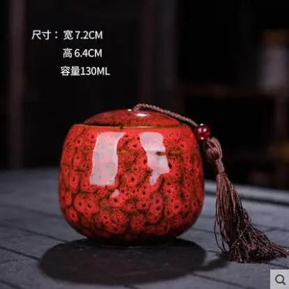 Ceramic Tea Caddy, Mini Portable Kiln Change, Sealed Jar, Household Tea Storage Canister, Fragrant Powder Medicine Can