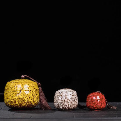 Ceramic Tea Caddy, Mini Portable Kiln Change, Sealed Jar, Household Tea Storage Canister, Fragrant Powder Medicine Can
