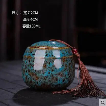 Ceramic Tea Caddy, Mini Portable Kiln Change, Sealed Jar, Household Tea Storage Canister, Fragrant Powder Medicine Can