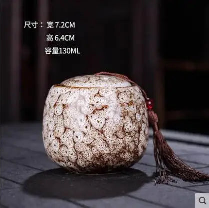 Ceramic Tea Caddy, Mini Portable Kiln Change, Sealed Jar, Household Tea Storage Canister, Fragrant Powder Medicine Can