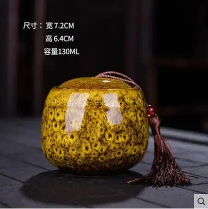 Ceramic Tea Caddy, Mini Portable Kiln Change, Sealed Jar, Household Tea Storage Canister, Fragrant Powder Medicine Can