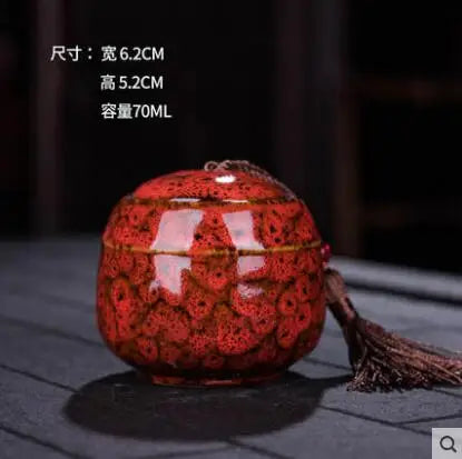 Ceramic Tea Caddy, Mini Portable Kiln Change, Sealed Jar, Household Tea Storage Canister, Fragrant Powder Medicine Can
