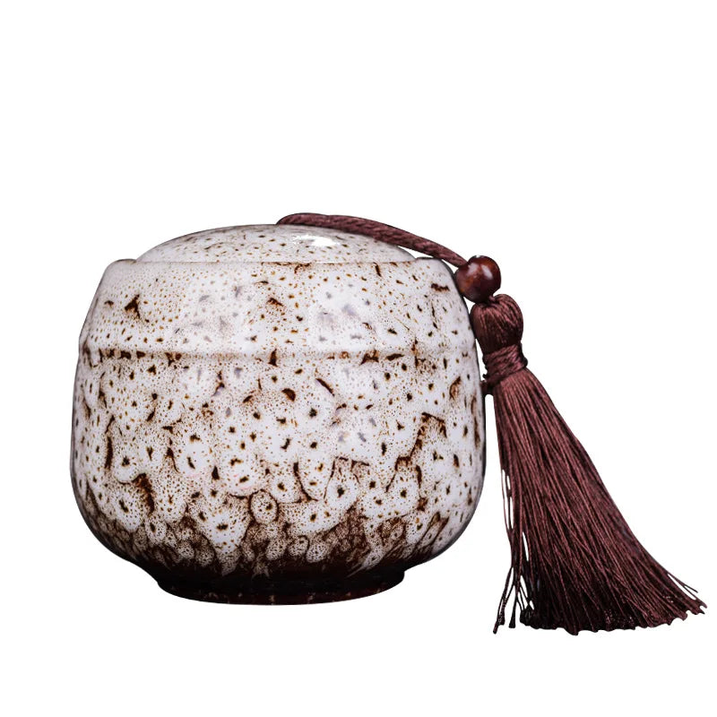 Ceramic Tea Caddy, Mini Portable Kiln Change, Sealed Jar, Household Tea Storage Canister, Fragrant Powder Medicine Can
