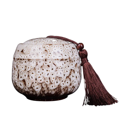 Ceramic Tea Caddy, Mini Portable Kiln Change, Sealed Jar, Household Tea Storage Canister, Fragrant Powder Medicine Can