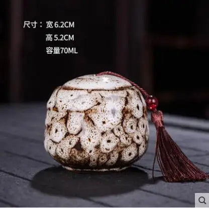Ceramic Tea Caddy, Mini Portable Kiln Change, Sealed Jar, Household Tea Storage Canister, Fragrant Powder Medicine Can