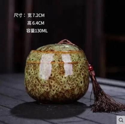 Ceramic Tea Caddy, Mini Portable Kiln Change, Sealed Jar, Household Tea Storage Canister, Fragrant Powder Medicine Can