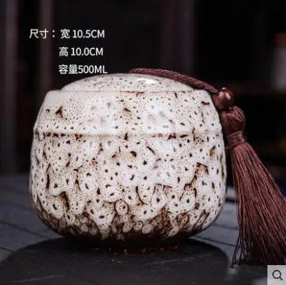 Ceramic Tea Caddy, Mini Portable Kiln Change, Sealed Jar, Household Tea Storage Canister, Fragrant Powder Medicine Can