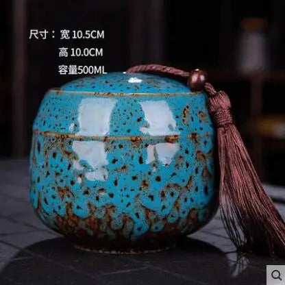 Ceramic Tea Caddy, Mini Portable Kiln Change, Sealed Jar, Household Tea Storage Canister, Fragrant Powder Medicine Can
