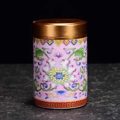 Ceramic Tea Caddy Portable Enamel Small Tea Box Mini Travel Storage Sealed Can Household Tea Canister Home Decor