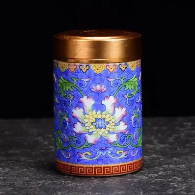 Ceramic Tea Caddy Portable Enamel Small Tea Box Mini Travel Storage Sealed Can Household Tea Canister Home Decor