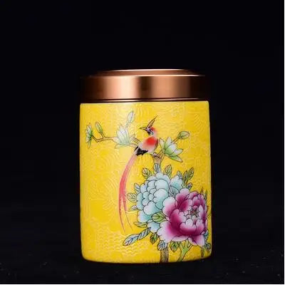 Ceramic Tea Caddy Portable Enamel Small Tea Box Mini Travel Storage Sealed Can Household Tea Canister Home Decor