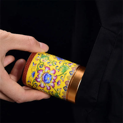 Ceramic Tea Caddy Portable Enamel Small Tea Box Mini Travel Storage Sealed Can Household Tea Canister Home Decor