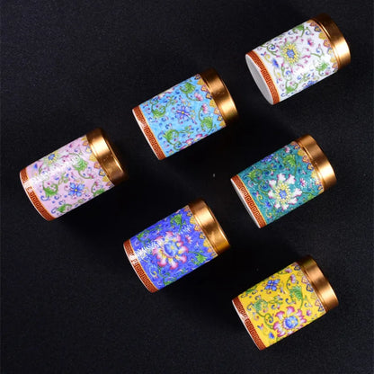 Ceramic Tea Caddy Portable Enamel Small Tea Box Mini Travel Storage Sealed Can Household Tea Canister Home Decor