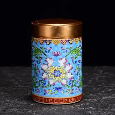 Ceramic Tea Caddy Portable Enamel Small Tea Box Mini Travel Storage Sealed Can Household Tea Canister Home Decor