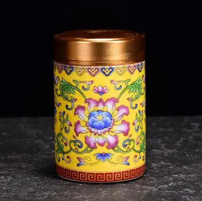 Ceramic Tea Caddy Portable Enamel Small Tea Box Mini Travel Storage Sealed Can Household Tea Canister Home Decor
