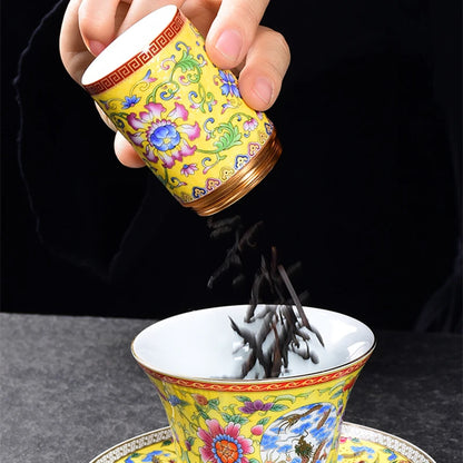 Ceramic Tea Caddy Portable Enamel Small Tea Box Mini Travel Storage Sealed Can Household Tea Canister Home Decor
