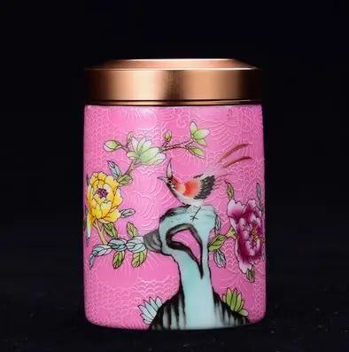Ceramic Tea Caddy Portable Enamel Small Tea Box Mini Travel Storage Sealed Can Household Tea Canister Home Decor