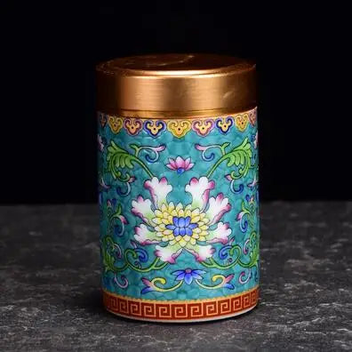 Ceramic Tea Caddy Portable Enamel Small Tea Box Mini Travel Storage Sealed Can Household Tea Canister Home Decor