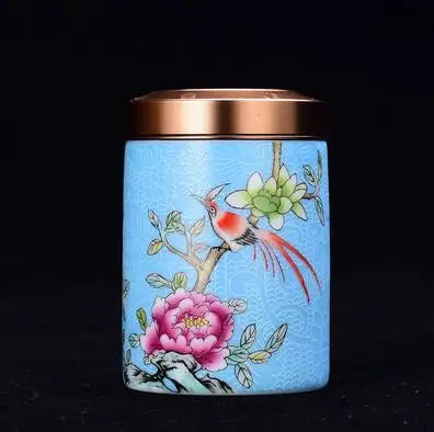 Ceramic Tea Caddy Portable Enamel Small Tea Box Mini Travel Storage Sealed Can Household Tea Canister Home Decor