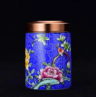Ceramic Tea Caddy Portable Enamel Small Tea Box Mini Travel Storage Sealed Can Household Tea Canister Home Decor