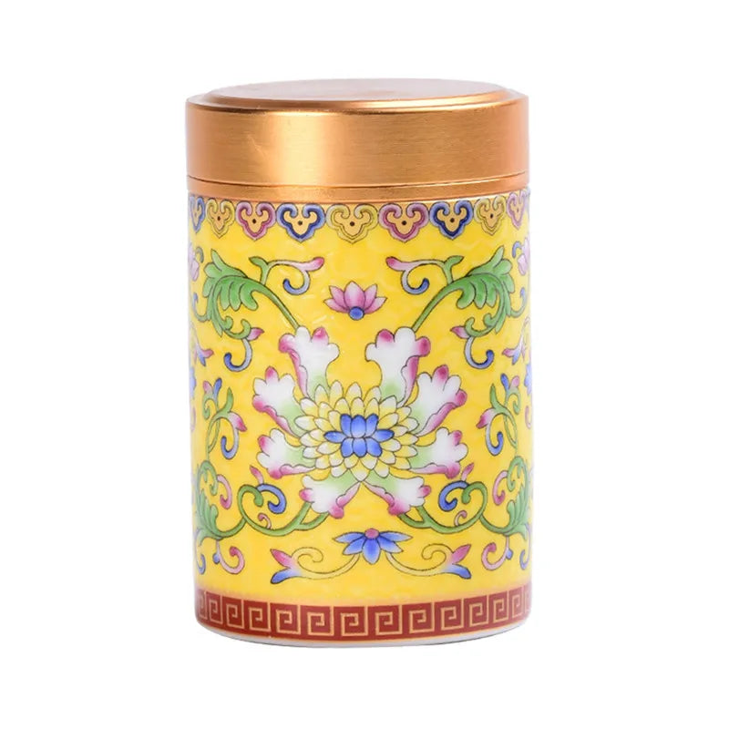Ceramic Tea Caddy Portable Enamel Small Tea Box Mini Travel Storage Sealed Can Household Tea Canister Home Decor