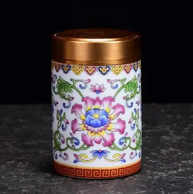 Ceramic Tea Caddy Portable Enamel Small Tea Box Mini Travel Storage Sealed Can Household Tea Canister Home Decor