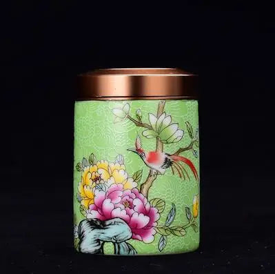Ceramic Tea Caddy Portable Enamel Small Tea Box Mini Travel Storage Sealed Can Household Tea Canister Home Decor