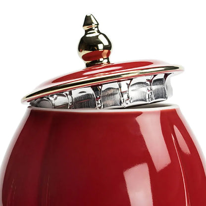 Ceramic Tea Caddy Portable Sealed Jar travel Tea Boxes Spice Candy Storage Tank Food Container For Chinese Red Wedding Supply Gi