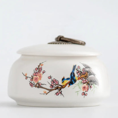 Ceramic Tea Caddy Sealed Pot, Household Tea Storage Tank, Chinese Style Tea Box Relief Canister, Ge Kiln
