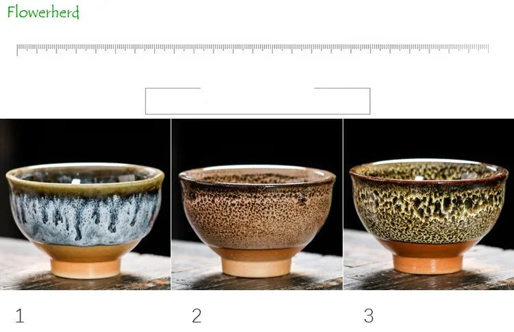 Ceramic Tea Cup Porcelain Teacups Teaware Kung Fu Tea Set Cup Household Kiln Change Glaze Pottery Tea Cup Set of 6